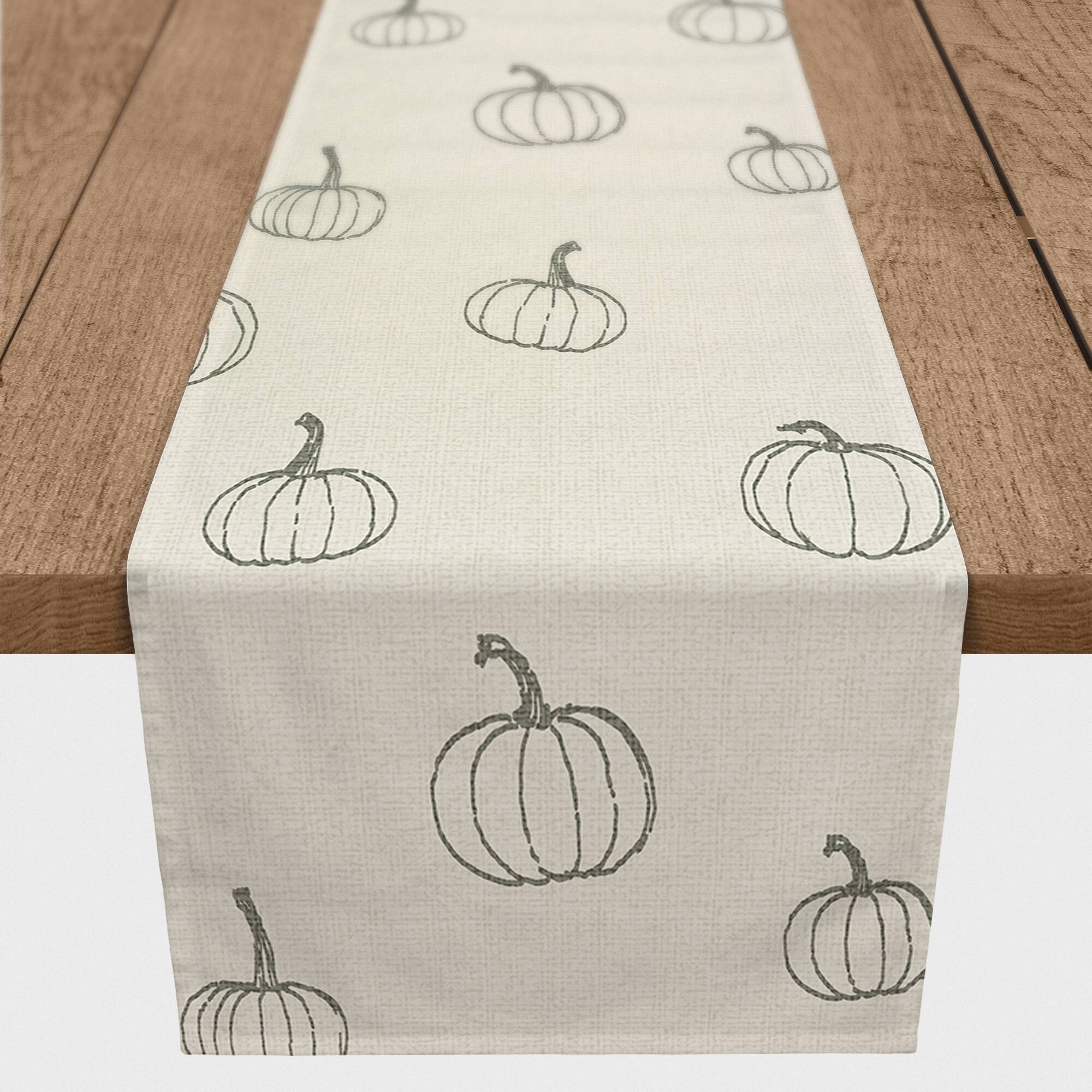72'' Gray Mini Pumpkin Pattern Cotton Twill Runner